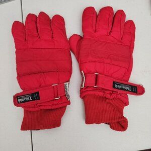 Vintage Innsbruck Thinsulate Red Ski Gloves With Suede Palm For Adults